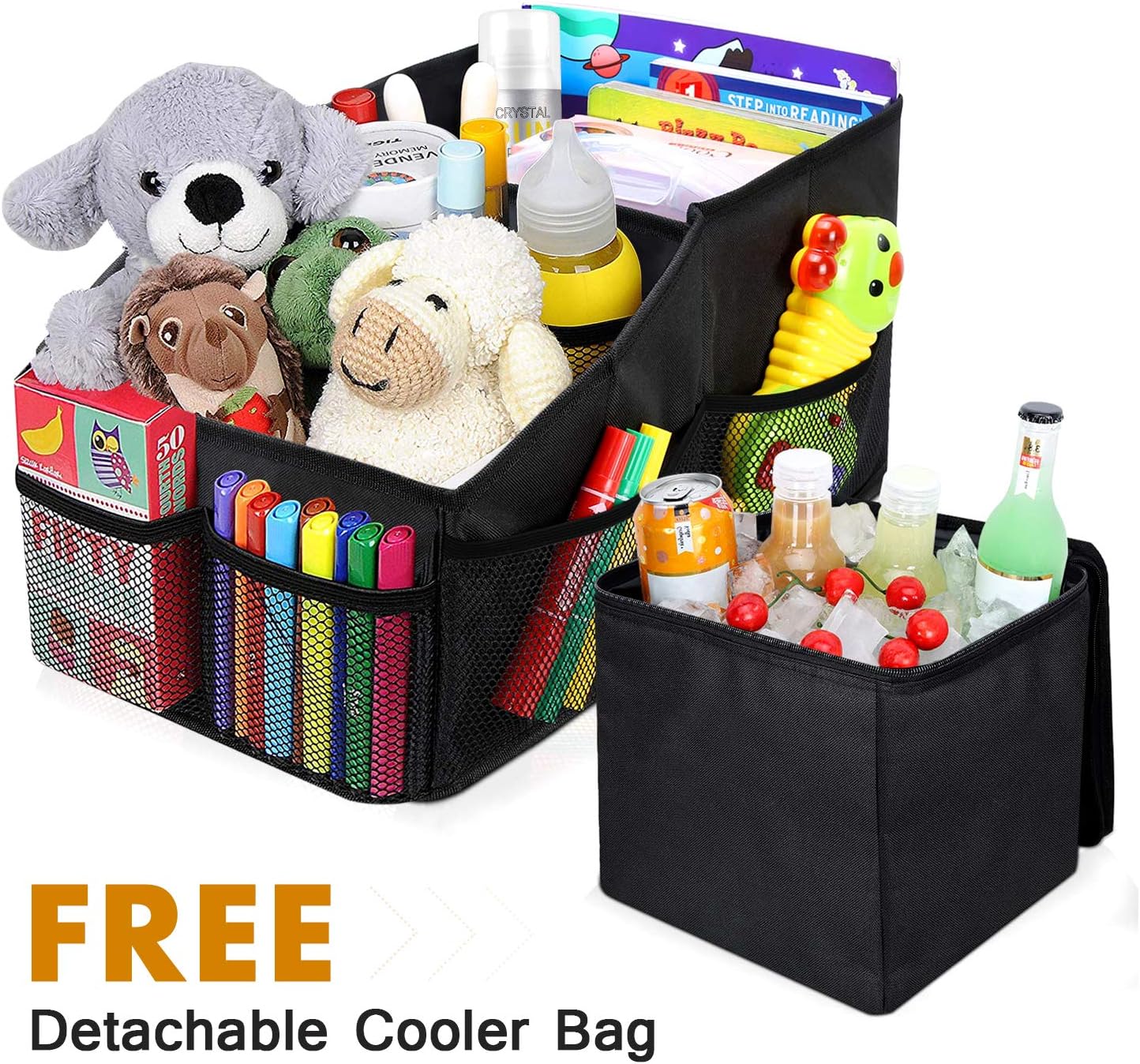 MODOKIT Car Seat Organizer for Front or Backseat with Detachable Cooler Bag, Great Travel Accessory-11 Storage Compartments for Bottles Toys Magazines Tissues Books Documents Games