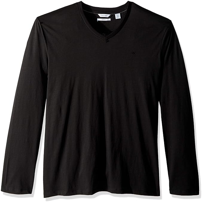Calvin Klein 卡尔文克莱因 CK 纯棉 修身款 男式V领长袖T恤 3.8折.13 两色可选 海淘转运到手约￥133