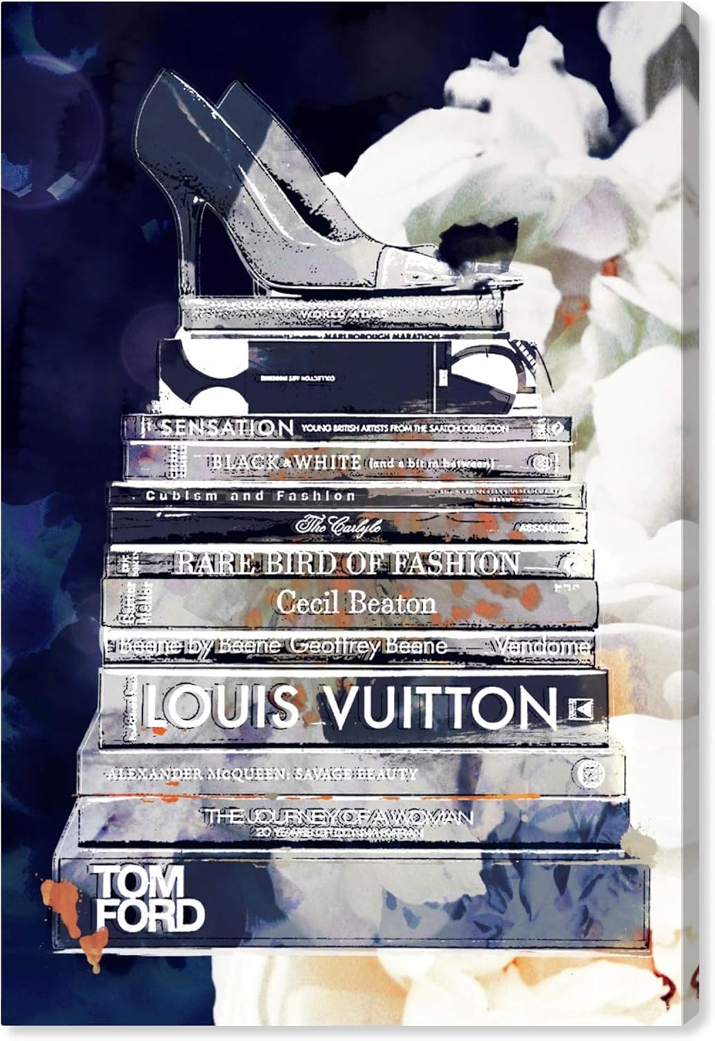 The Oliver Gal Artist Co. Fashion and Glam Wall Art Canvas Prints 'Deep Thoughts' Books Home Décor, 10" x 15", Blue, White