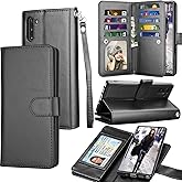 Galaxy Note 10 Case, Galaxy Note 10 Wallet Case, Luxury Cash Credit Card Slots Holder Carrying Folio Flip PU Leather Cover [Detachable Magnetic Hard Case] Kickstand for Samsung Galaxy Note10 [Black]