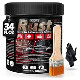 2-in-1 Rust Converter &amp; Metal Primer, 34 Fl Oz Black Rust Inhibitor Paint for Metal, Automotive Rust Reformer, Industrial Grade Water Based, Heat Resistance &amp; UV Resistant