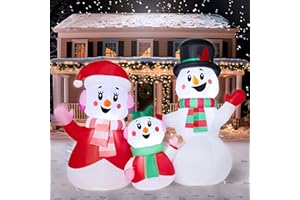JOYIN Christmas Inflatables Snowman Family Outdoor Decorations, Xmas Inflatable Snowman Family with Build-in LEDs, Blow Up Yard Christmas Decoration for Xmas Party Outdoor Yard Garden Lawn Decor
