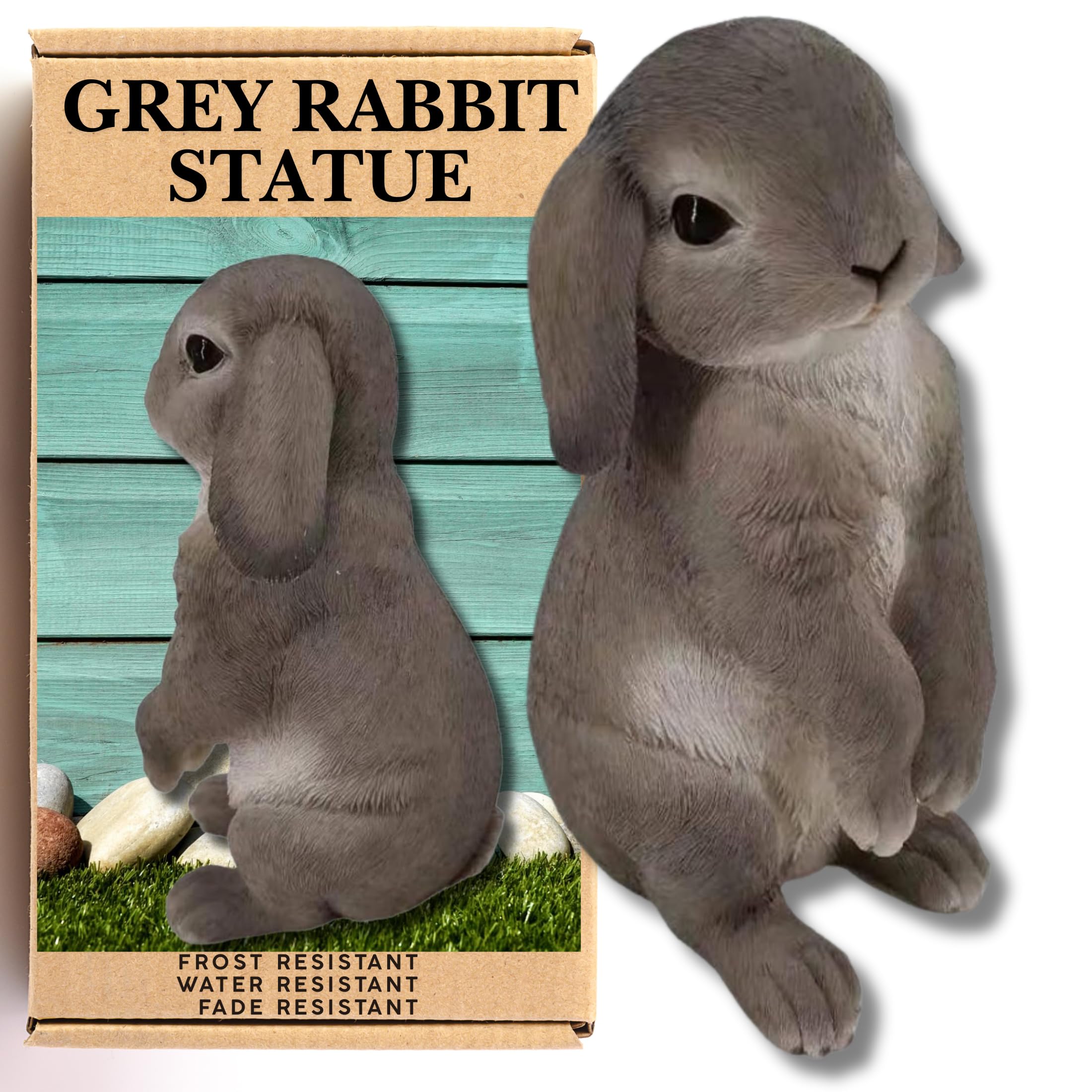 G&H Garden Ornaments Outdoor – Rabbit Lawn Statue Hand Finished Sculpture Figurine – Weather Resistant Detailed Garden Ornament Suitable for Indoor or Outdoor Use – Bunny Patio Gift (Standing)
