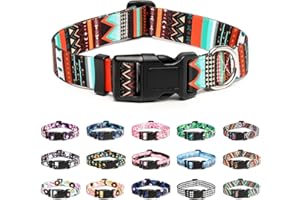 Mercano Adjustable Dog Collar - Special Design Patterns, Soft Nylon Comfortable Durable Pet Collar for Small Medium Large Dogs (M, Tribal Green)