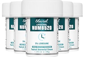 Ebanel 5% Lidocaine Numbing Cream, 5-Pack Pain Relief Burn Itch Numb Cream, Maximum Strength Topical Anesthetic with Allantoin, Vitamin E for Local and Anorectal Uses, Hemorrhoid Treatment