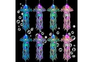 YIOTJUNL Jellyfish Decor, 8 Pcs Hanging Jellyfish Lanterns, Colorful Glitter Jelly Fish Decoration for Under The Sea Party Decorations Mermaid Theme Party Birthday Gifts for Women Girls Baby