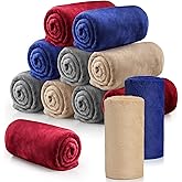 Tinideya 12 Pcs Flannel Fleece Throw Blanket Bulk 50 x 60 Inch Soft Fleece Blanket Warm Throw Blanket Coral Blankets for Couch Sofa Home Wedding Gifts Season (Cute Color)