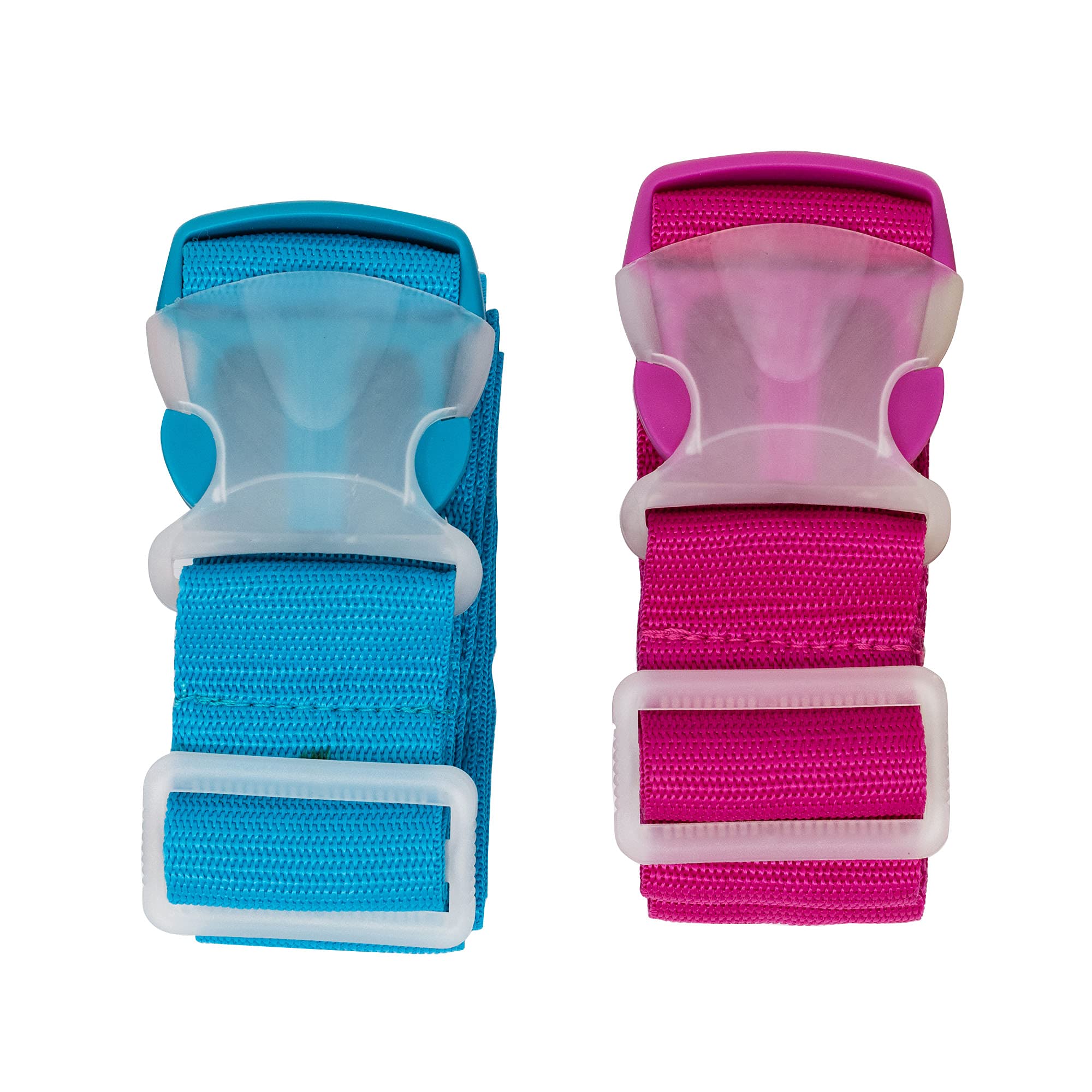 navig8 ADJUSTABLE LUGGAGE SUITCASE STRAP — HEAVY DUTY - ADJUSTABLE SUITCASE OR BAGGAGE STRAP - 2 PIECE - BLUE & PINK