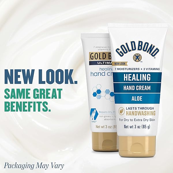 GOLD BOND HEALING HAND CREAM, 3 OZ., GOLD BOND HAND CREAM WITH ALOE, MOISTURE THAT LASTS THROUGH HANDWASHING