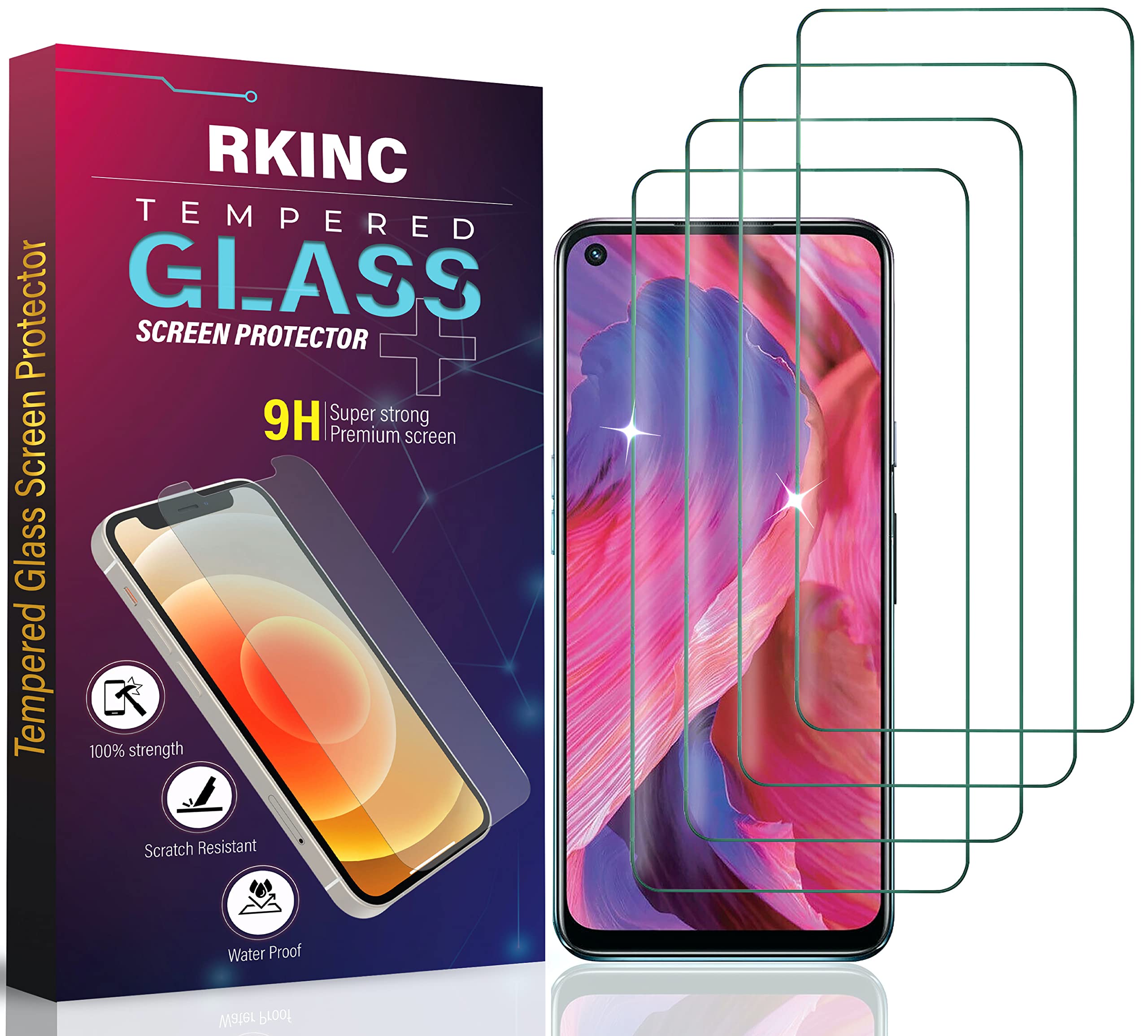 RKINC Screen Protector [4-Pack] for Xiaomi Mi 10T 5G/ Mi 10T Pro 5G, Tempered Glass Film Screen Protector, 0.33mm [Anti-Scratch][Anti-Shatter][Bubble-Free]