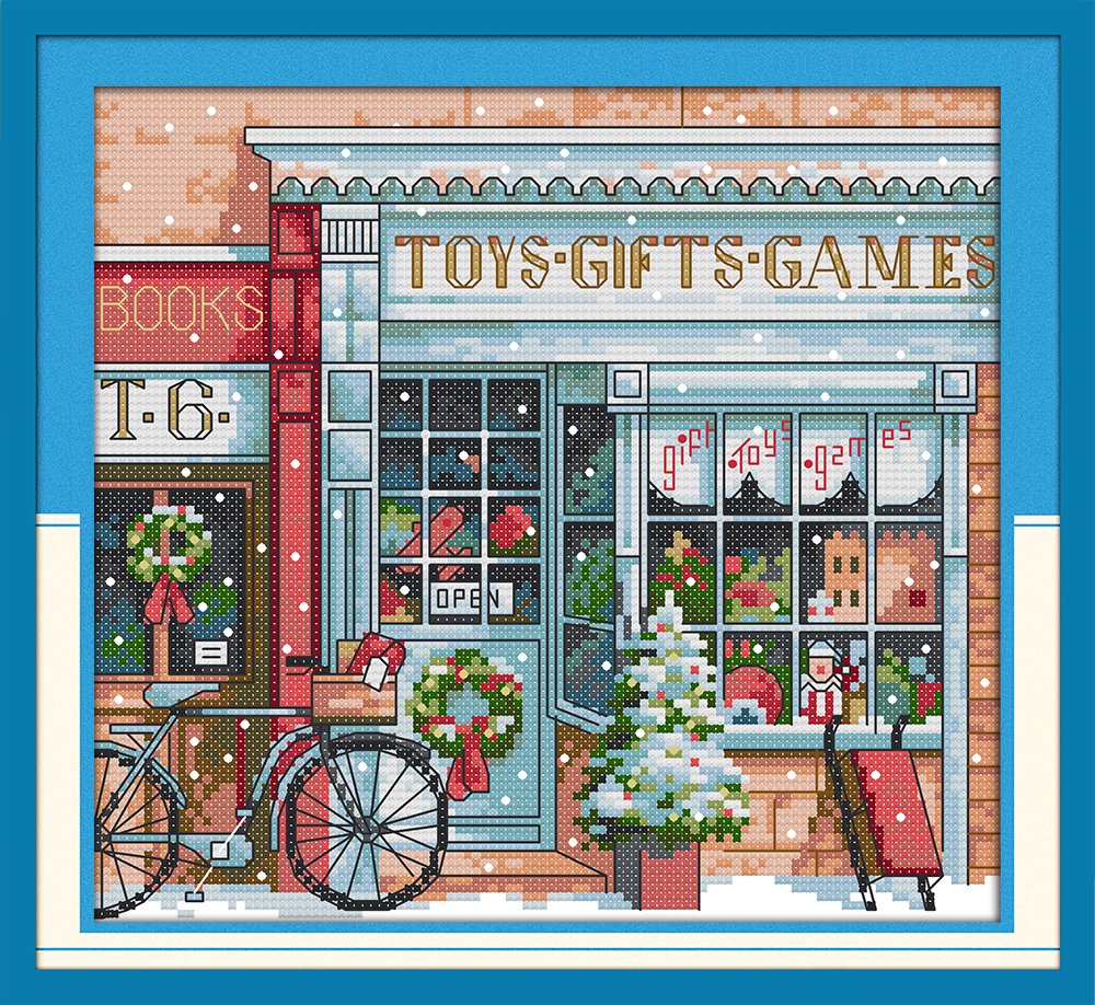 Amiiba Stamped Cross Stitch Kits, Gift Toy Store DIY 11CT 13.3x11.4 inch (Toy Store)