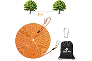 3-in-1 Dog Runner for Yard 200 Feet, Long Tie Out Cable Line With Handle, Lead Leash for Outside, Heavy Duty Trolley System, 