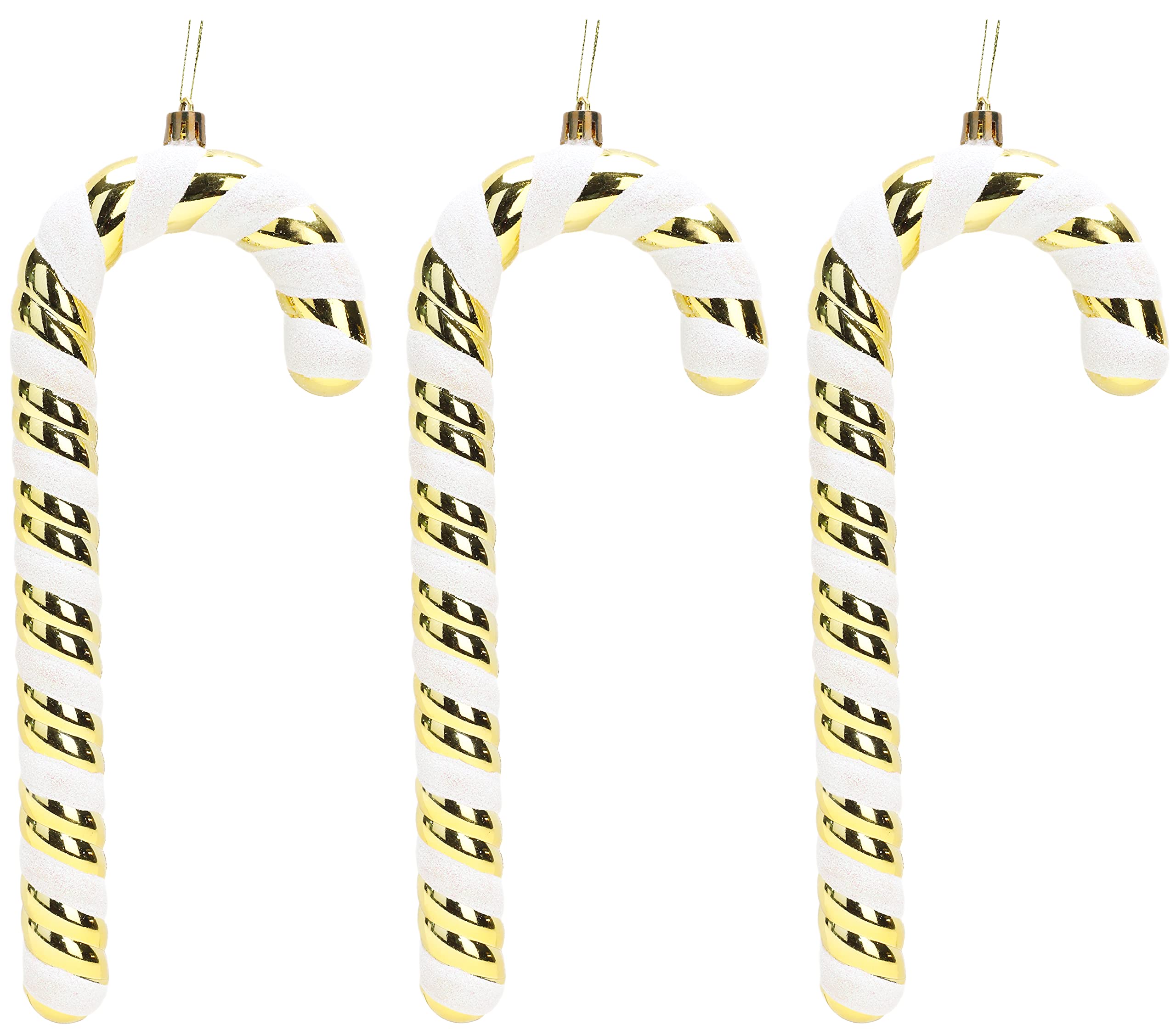 Christmas Concepts® Pack of 3–250mm (10") Extra Large Candy Cane Baubles – Shiny & Glitter Decorated – Christmas Decorations (Gold)