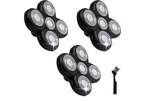 MAEATHOO 3 pcs Blades Refills Compatible with Freebird Head Shaver, 5 Blades Shaver Replacement Heads for Bald Men Freedom Grooming + 1 Cleaning Brush, Silver