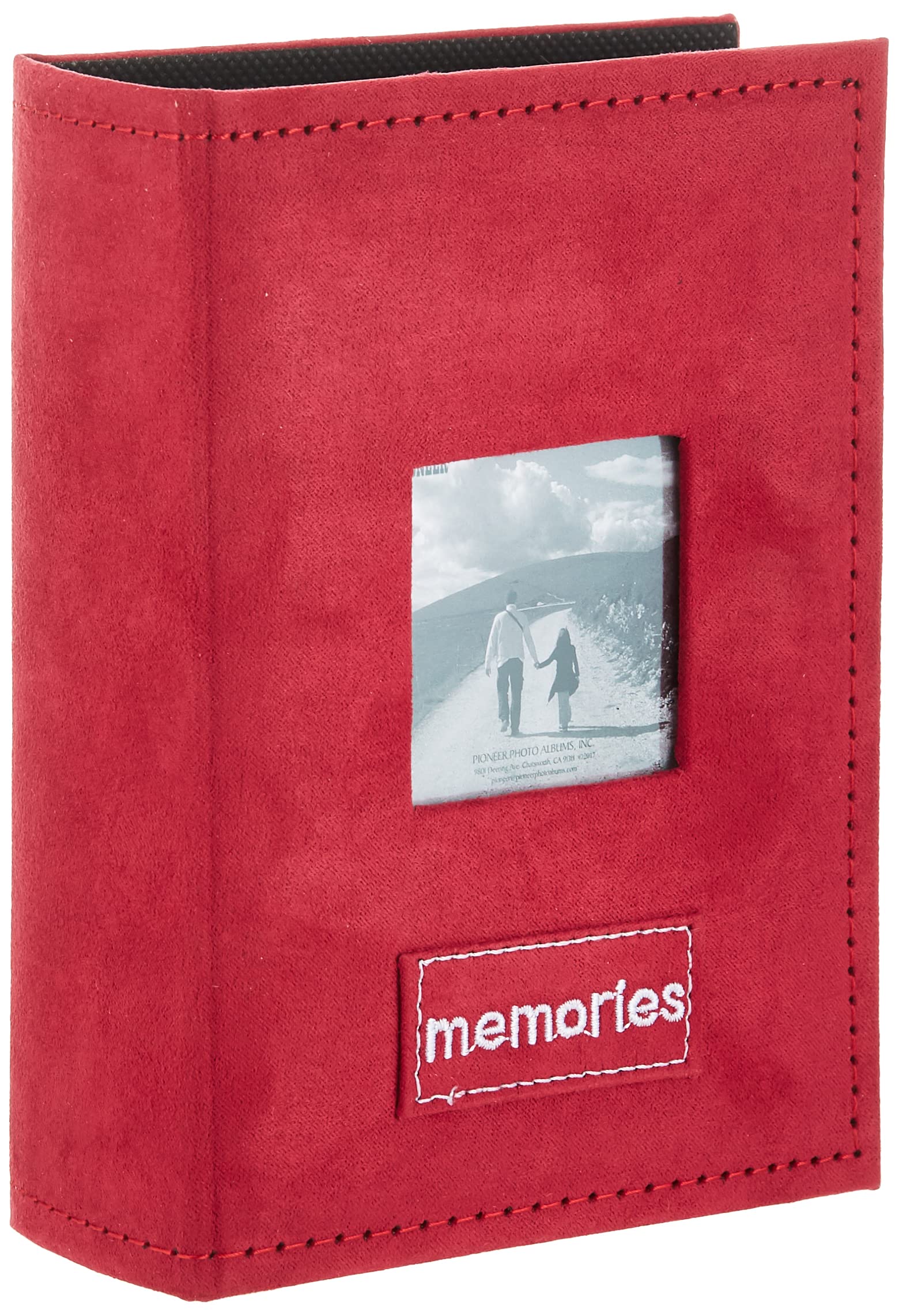 Pioneer Photo Albums PTCH-100 Embroidered Patch Faux Suede 100-Pocket Photo Album, Raspberry