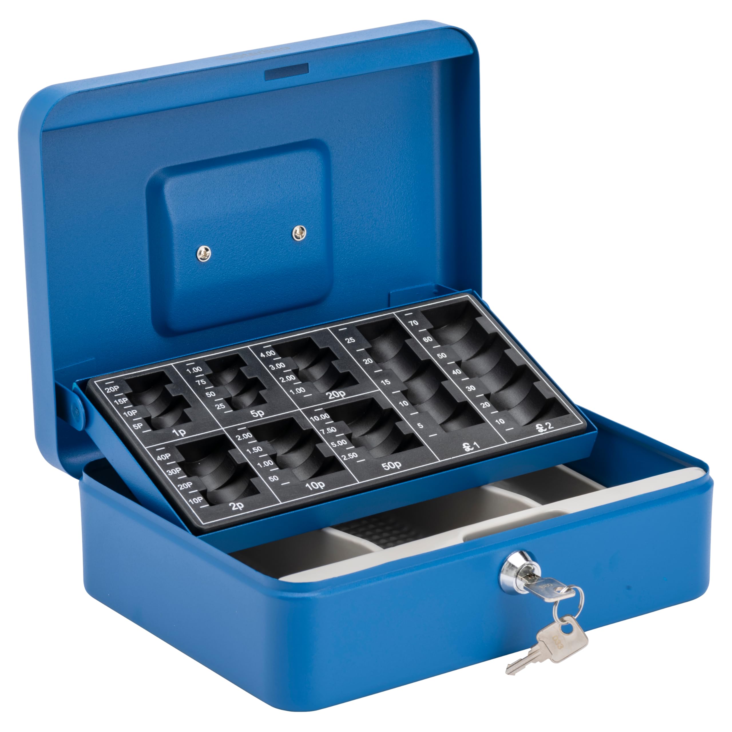 Sterling CB03GBBL 10" GBP Cash Box with GBP Coin Tray, Blue