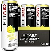 FITAID Recovery Blend, BCAAs, Vitamin B6, B12, Glucosamine, Electrolytes, 100% Clean, Paleo, B-Complex, Citrus Medley, No Sucralose, 12-oz. cans (Pack of 12)