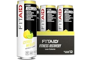 LIFEAID FITAID Recovery Blend, BCAAs, Vitamin B6, B12, Glucosamine, Electrolytes, 100% Clean, Paleo, B-Complex, Citrus Medley, No Sucralose, 12-oz. cans (Pack of 12)