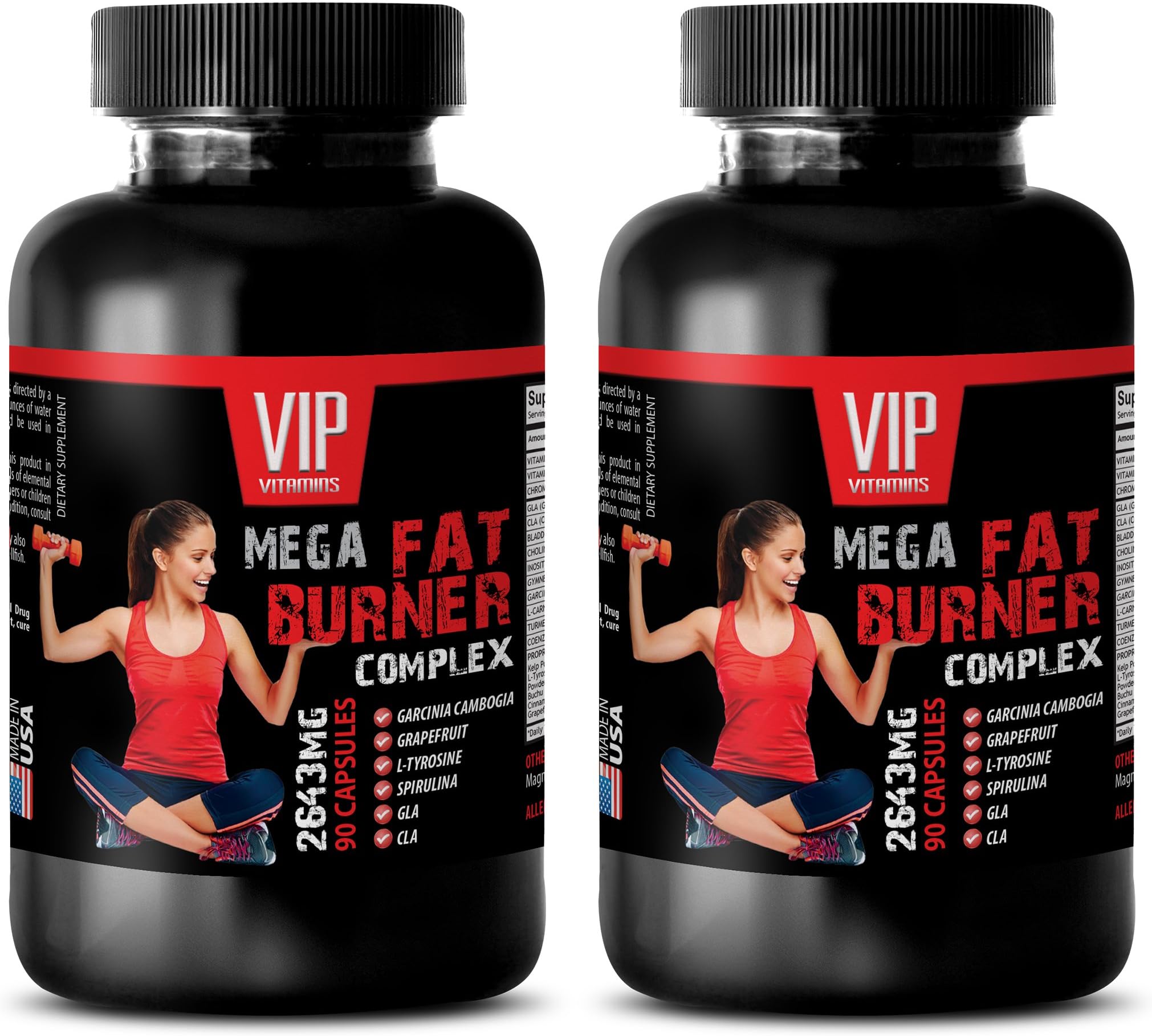 Metabolism and Energy Booster - MEGA Fat Burner Complex - 2645MG - Metabolism Accelerator - 2 Bottles (180 Capsules)