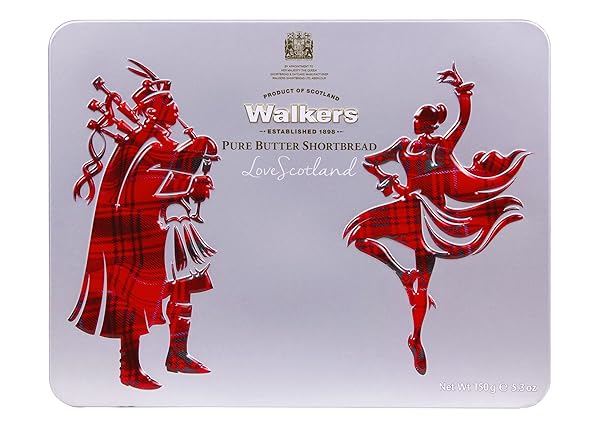 WALKER’S SHORTBREAD SCOTTISH ICON PIPER & HIGHLAND DANCER HOLIDAY TIN, ALL-BUTTER SHORTBREAD COOKIES, 5.3 OZ TIN