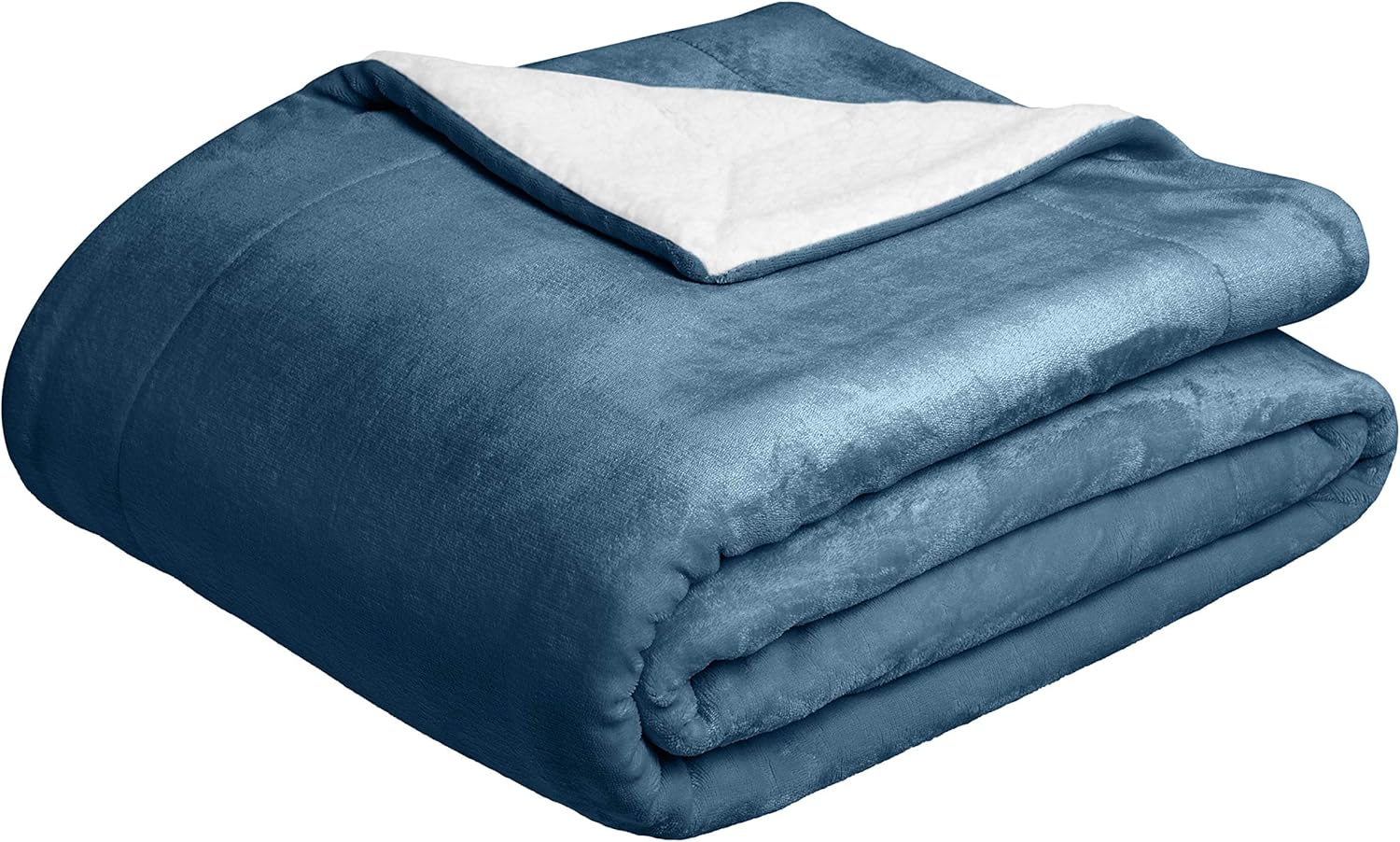 Basics Ultra-Soft Micromink Sherpa College Dorm Blanket - Throw, Mallard Blue: Home & Kitchen