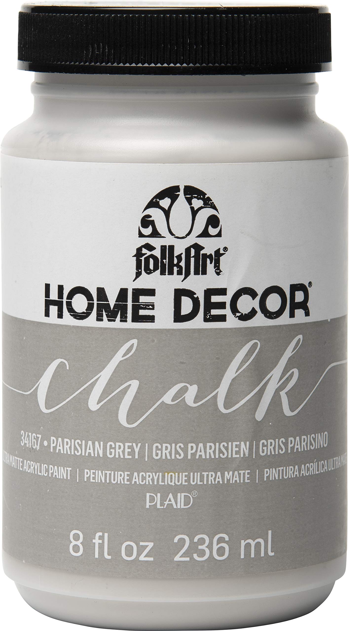 Plaid:Craft Folkart Home Decor Chalk Paint 8 Oz-Parisian Gray
