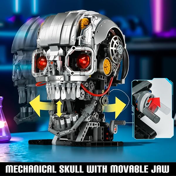 SATHIBI MECHANICAL SKULL BUILDING SET FOR ADULT,SKELETON HEAD BUILDING BLOCKS TOYS,BUILDABLE HORROR DISPLAY MODEL,COLLECTIBLE DECOR FOR HOME OR OFFICE,GIFT FOR MEN BOYS 8-14(1099PCS)