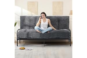 NLDD 10" Futon Mattress Full Size, Ultra Thick Futons Sofa Couch Bed Sleeper Sofa Bed, Versatile Floor Futons Japanese Floor Mattress for Adults, Grey (Frame Not Included)