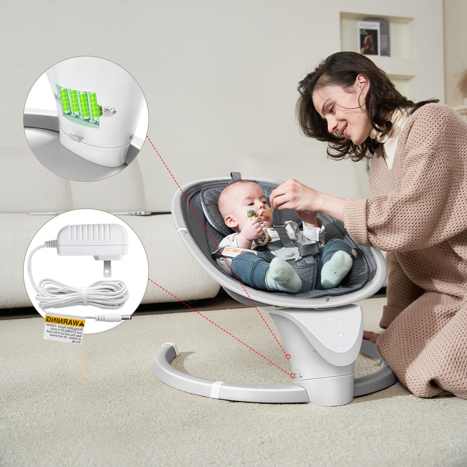 Baby Swings for Infants, Electric Infant Swing with 5 Speeds 10 Lullabies, Portable Baby Swing for Newborns Boys Girls