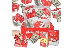 BIXMK 12pcs Surprise Gift Box Explosion, Merry Christmas Folding Bouncing Envelope (Red)