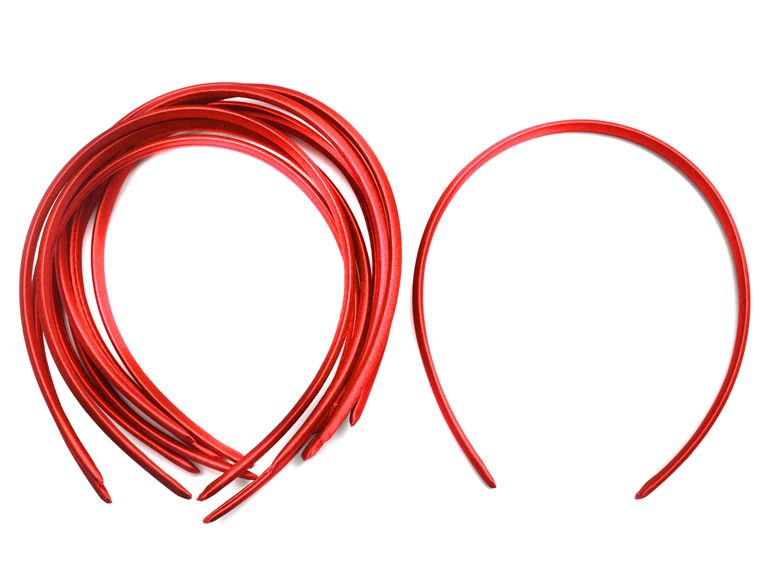 10 x Plain Headbands School Girls Small Hair Accessories Uniform Alice Band (Red)