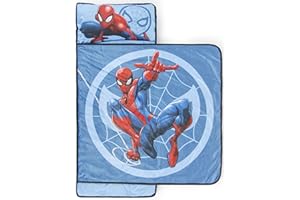 Jay Franco Kids Nap Mat with Embedded Pillow & Blanket – Soft 46"x20" Microfiber Sleeping Bag with Name Tag & Handle for Scho