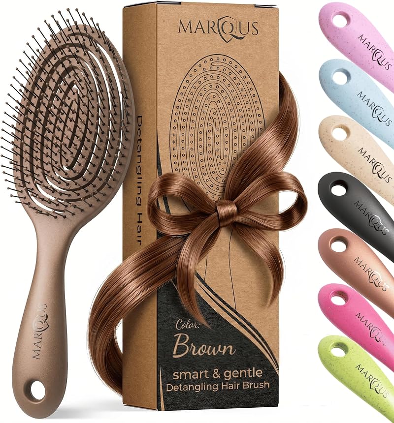 marQus Detangling Hair Brush USB No-Pull No-Pain Bioplastic Wheat Miracle