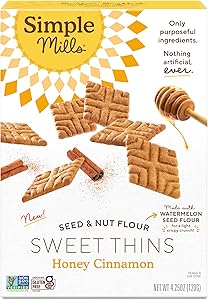 Simple Mills Honey Cinnamon Seed & Nut Flour Sweet Thins, Paleo Friendly & Delicious Sweet Thin Cookies, Good for Snacks, Nut