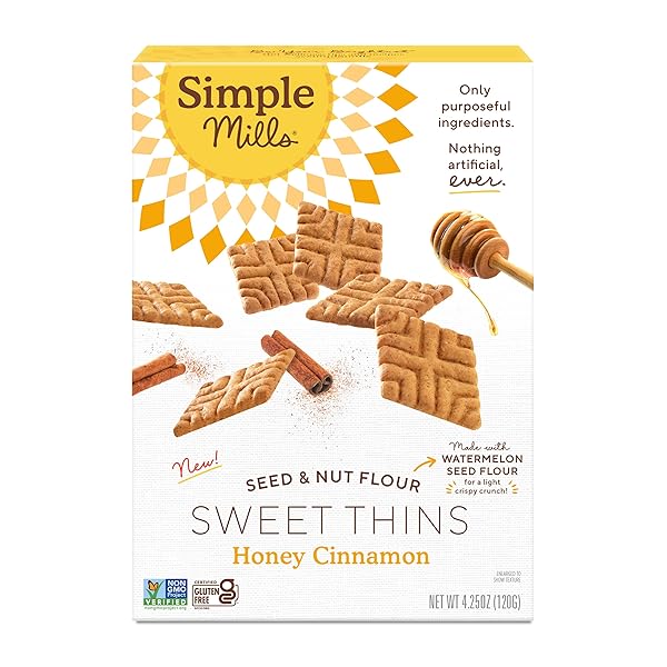 SIMPLE MILLS HONEY CINNAMON SEED & NUT FLOUR SWEET THINS, PALEO FRIENDLY & DELICIOUS SWEET THIN COOKIES, GOOD FOR SNACKS, NUTRIENT DENSE, 4.25OZ, PACK OF 1