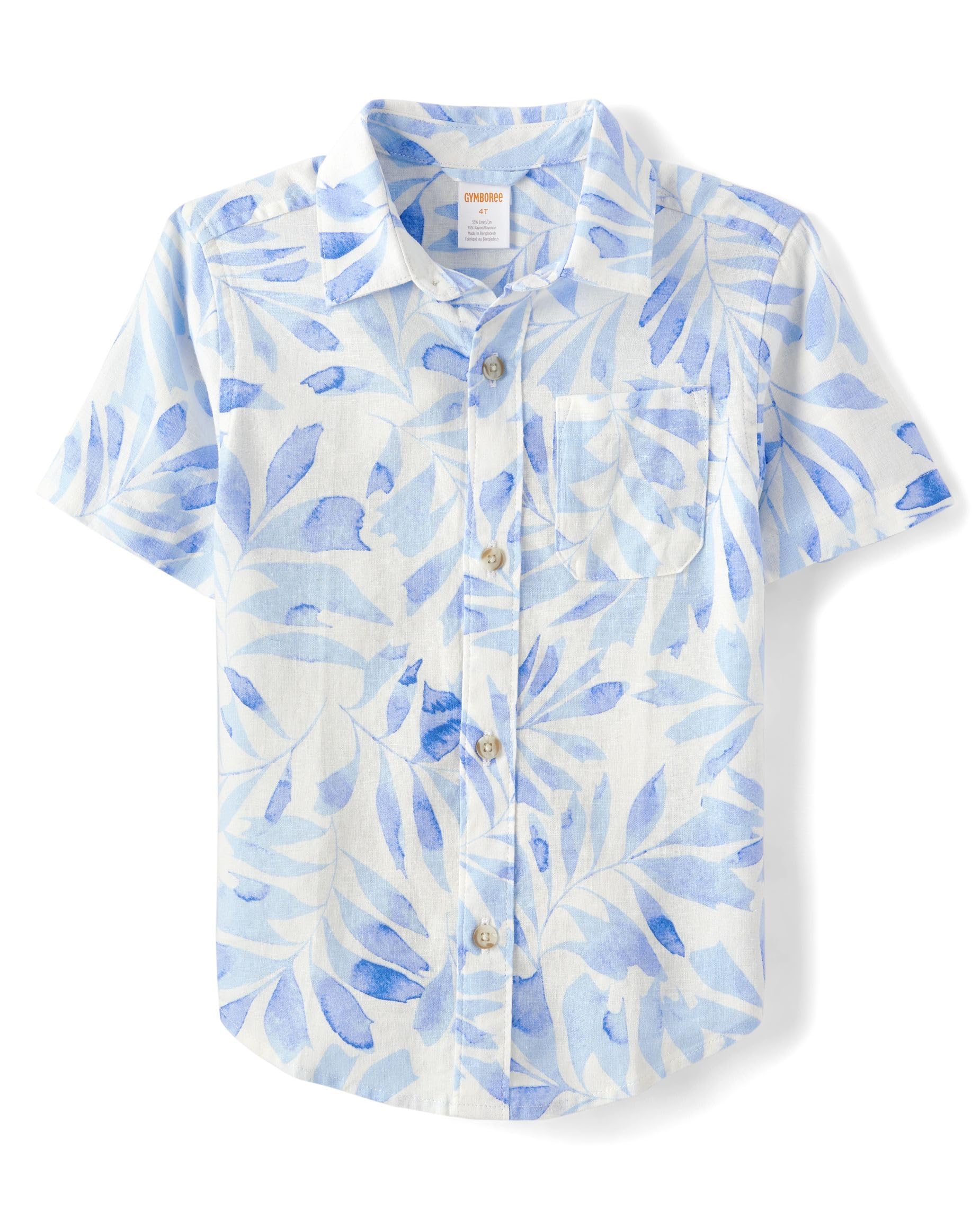 Gymboree,Boys,and Toddler Short Sleeve Button Up Shirt,2 Years,Simply Tropical