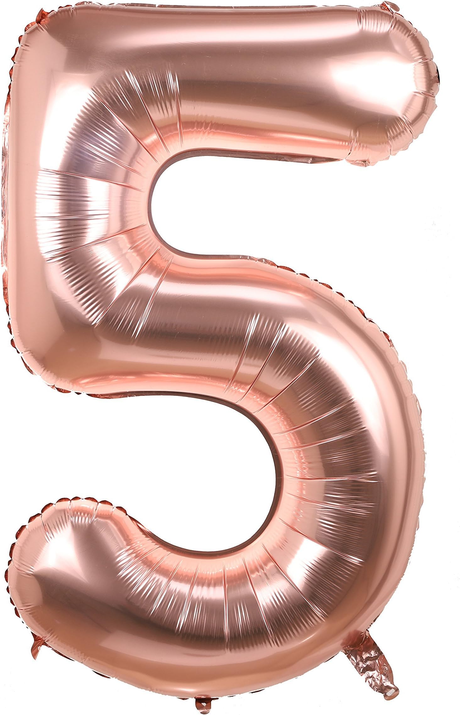 KIMIOX Number Balloons, 2 Pcs 40 Inch Birthday Number Balloon Party Decorations Supplies Helium Foil Mylar Digital Balloons (Rose Gold Number 5)