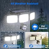 AIXPI Solar Security Light 189LED 1200LM 3 Heads Remote IP65 Motion Sensor view 7