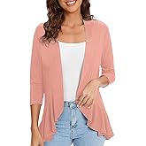 Urban CoCo Women's 3/4 Sleeve Casual Cardigans for Women Trendy Open Front Lightweight Cover Ups