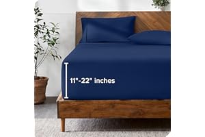 Bare Home Twin Extra Long Fitted Sheet - Extra Deep Pocket Fitted Sheet - Premium 1800 Microfiber - Ultra-Soft Wrinkle Free - Twin XL Deep Pocket Bottom Sheets (Twin XL - 11" to 22" Pocket, Dark Blue)