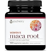 Youtheory Women's Maca Root - Vegan Energy & Menopause Support Supplement with Peruvian Ginseng* - Premium Supplement for Women - Dairy, Soy & Gluten Free - 120 Vegetarian Capsules