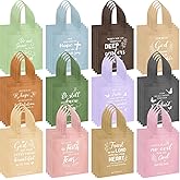 Sweetude 48 Pcs Christian Gift Bags Bulk Bible Verse Gift Bags for Women Religious Reusable Inspirational Christian Tote with Handle(Bible, Morandi)