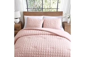Tahari Home - Comforter Set, Lightweight Bedding with Matching Pillow Shams, Chic Room Decor, Puckered Seersucker Room Decor (Luca Peach Pink, King)