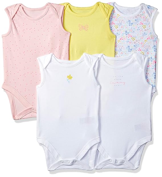 Baby Girls Regular fit Bodysuit (Pack of 5) (SB265-1_Multicoloured_0-3 M)