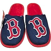 FOCO Mens MLB Team Logo Mesh House Shoes Slide-On Slippers (Red Sox, Size 9/10 M)
