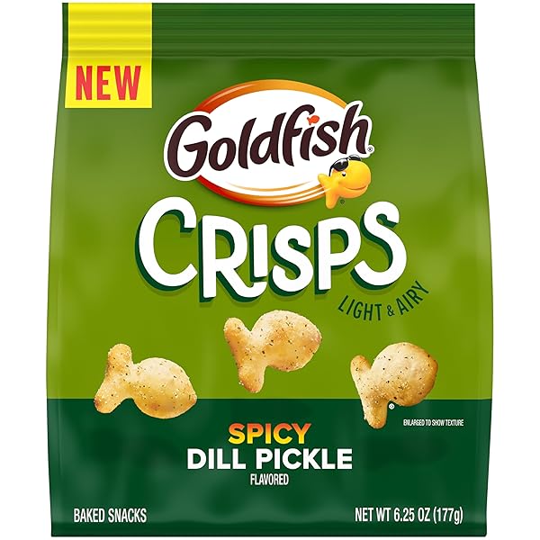 GOLDFISH CRISPS SPICY DILL PICKLE FLAVORED BAKED CHIP CRACKERS, 6.25 OZ BAG