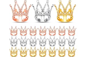 Yulejo 24 Pcs Crown Cake Topper Mini Baby Tiny Queen Small Princess Headpiece Decoration for Women Lady Girl Bridal Wedding Royal Themed Shower Decor Birthday Party (Multi Colors)