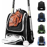 HMLIN Baseball Bag,Baseball Backpack, Softball Bat Bag with Shoes Compartment for Youth Adults,Lightweight Baseball Bag with T-Ball & Softball Equipment & Gear
