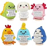 Succekick Positive Crochet Animals 6-Pack - Emotional Support Crochet Buddies with Uplifting Messages | Employee Appreciation Gifts Bulk, Graduation Gifts for Her/Him