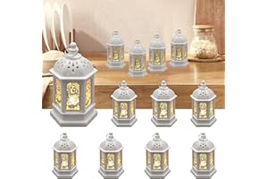 SHYMERY Ramadan Lantern Lights, 8 Pack Ramadan Decorations for Home 2024,Ramadan Gifts for Kids - Ramadan Decorations for Home,Table, Wall,Eid Decor,White